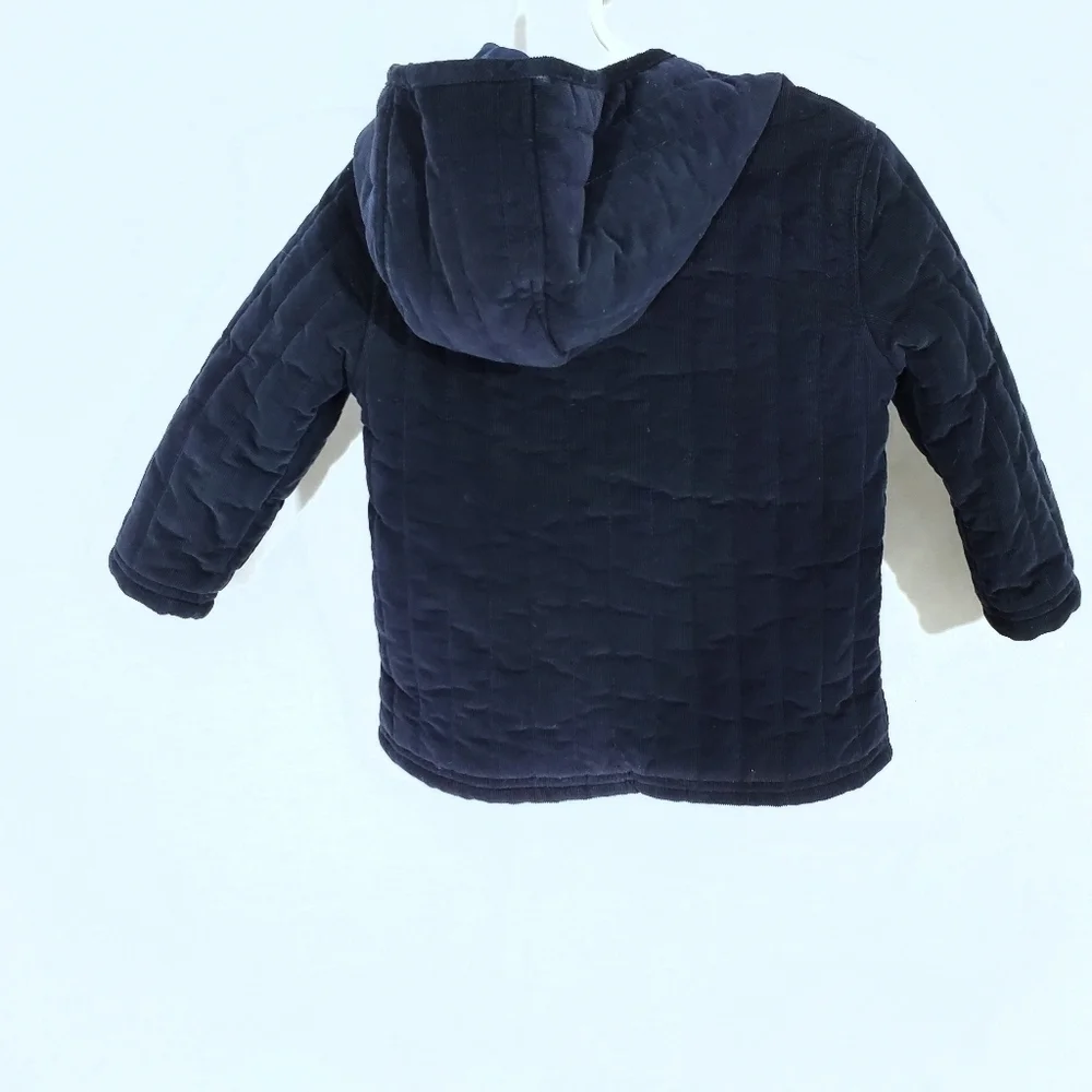 Osh Kosh Navy Blue Quilted Hooded Unisex Coat EUC 2T